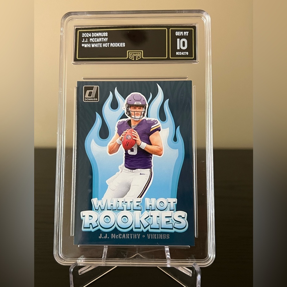 J.J. McCarthy 2024 Donruss White Hot Rookies GMA 10 RC Rare NFL Football 🔥🏈💥
